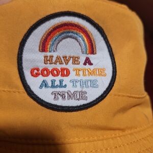 Volcom Reversibile Orange Bucket Hat with Rainbow Patch..